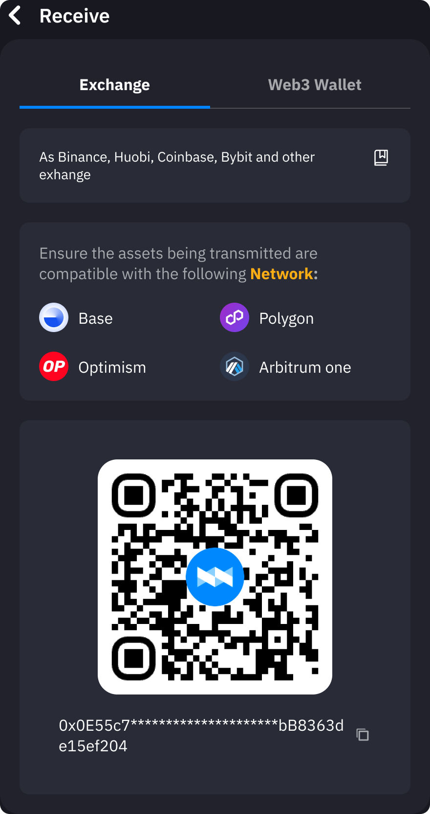 Receive Crypto Interface